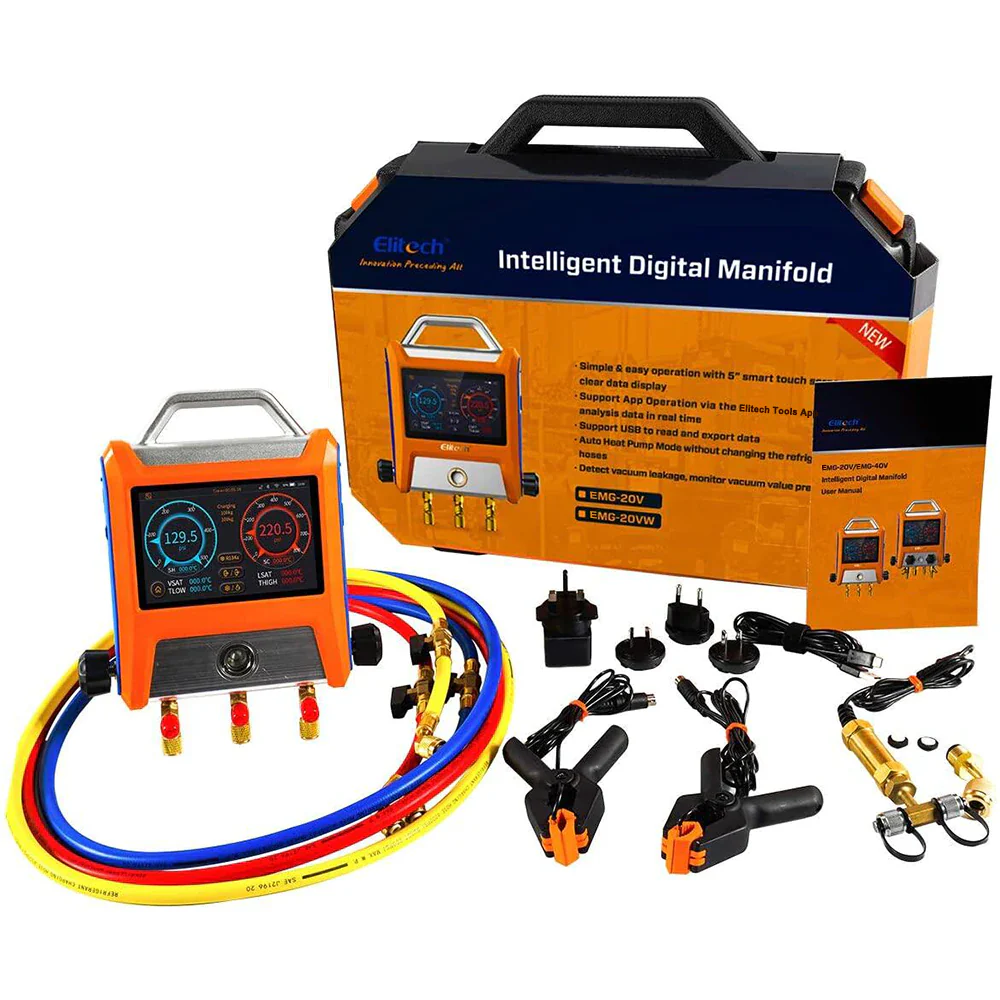 Elitech EMG-20V Intelligent Digital Refrigeration Heat Pump Manifold, 2 Valves, APP Control，Big Touch Screen - Image 4
