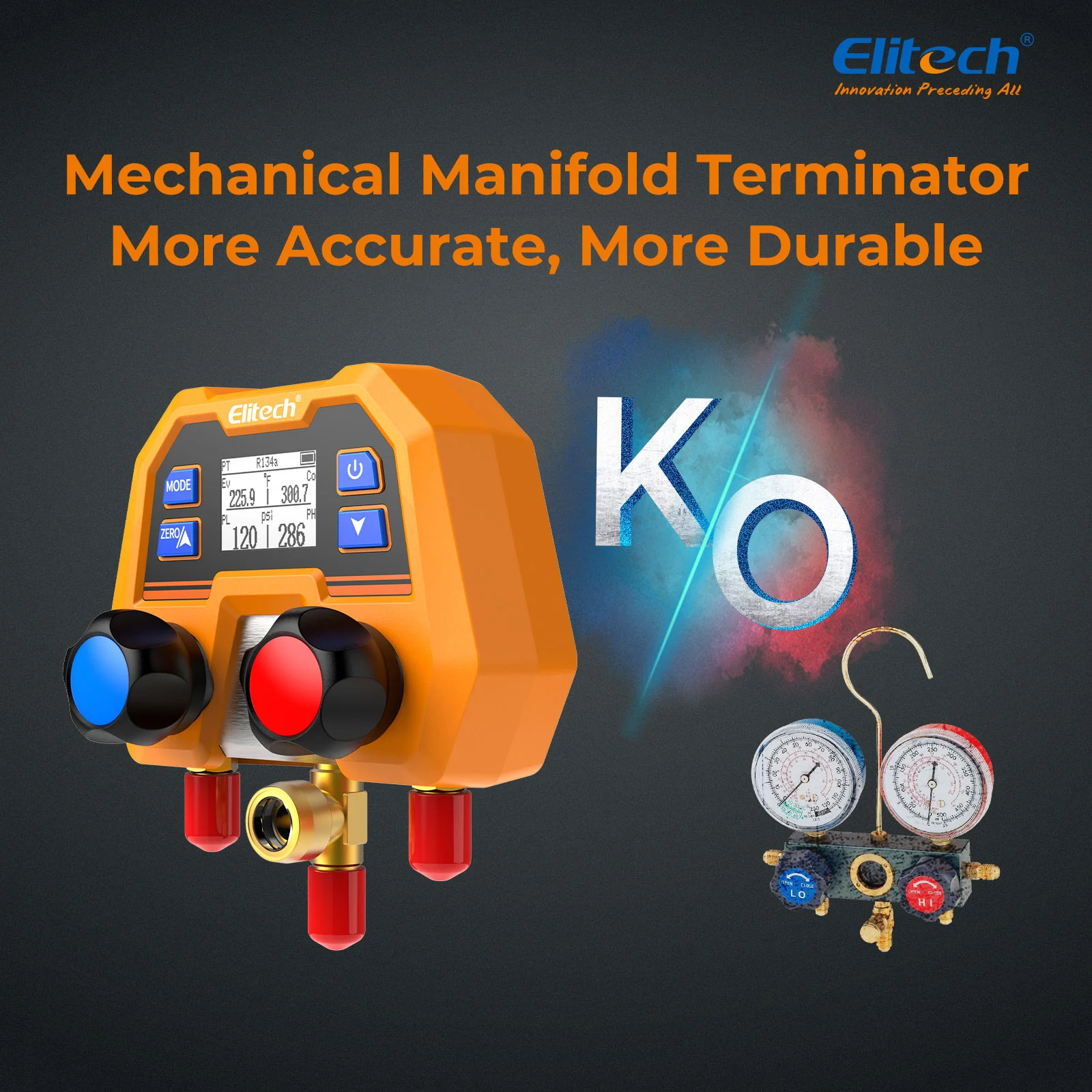 Elitech DMG-2SE Digital Manifold Gauge for HVAC, Refrigeration & AC Systems – Pressure & Temperature Measurement, LCD Display - Image 3
