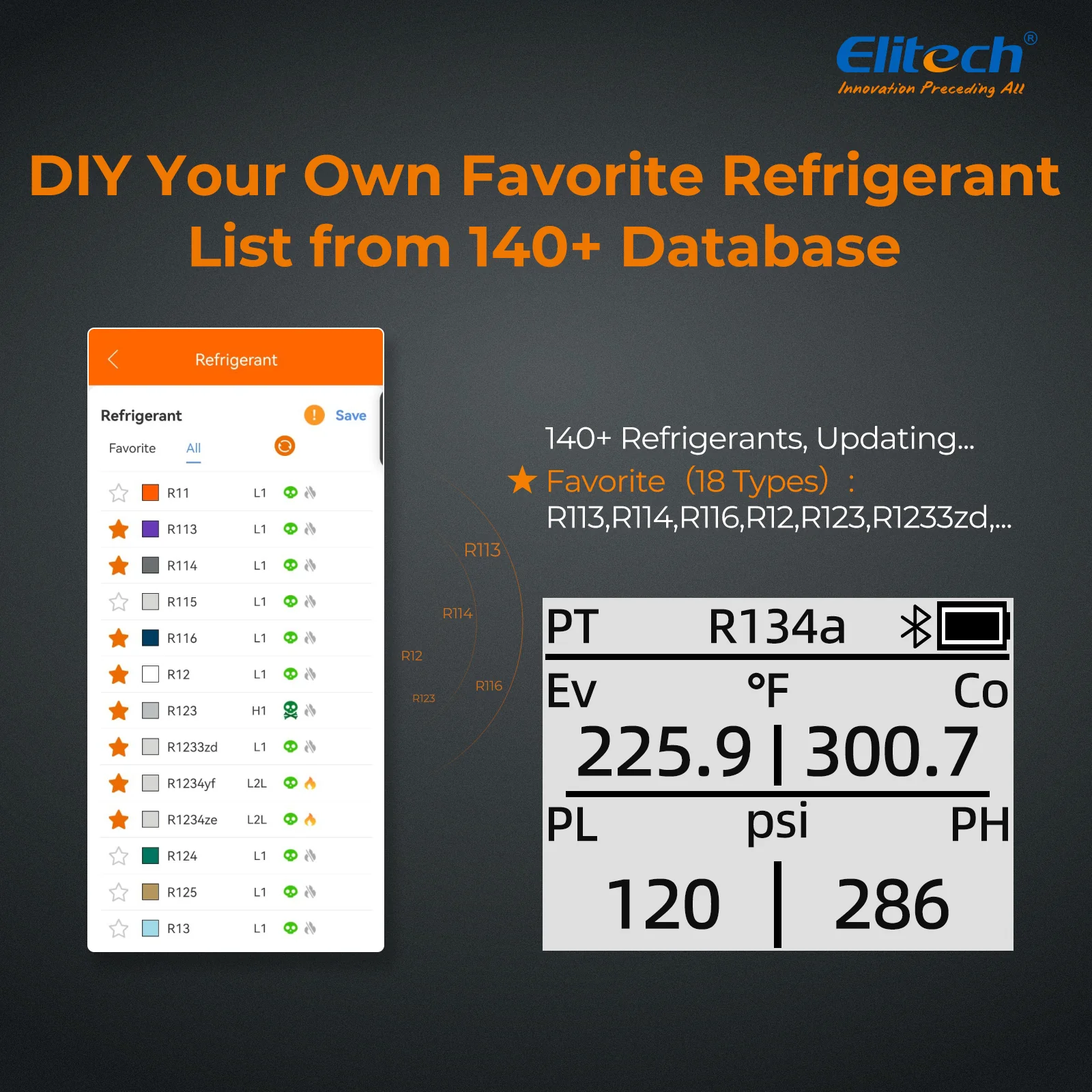 Elitech DMG-4B Digital Manifold Gauge App Control AC Heat Pump Gauges - Image 5