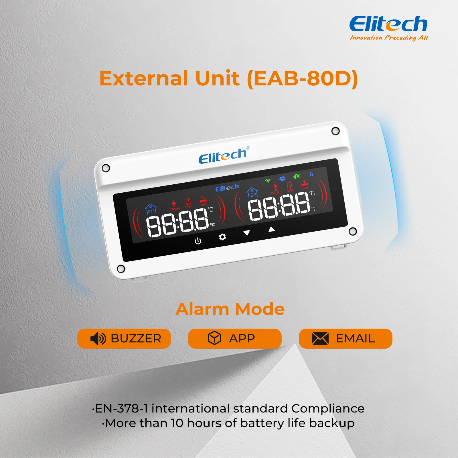 Elitech EAB-80-01 Multi-Function Cold Storage Alarm System for Gas Leak, Human Entrapment, Door Status & Overtemperature - Image 4