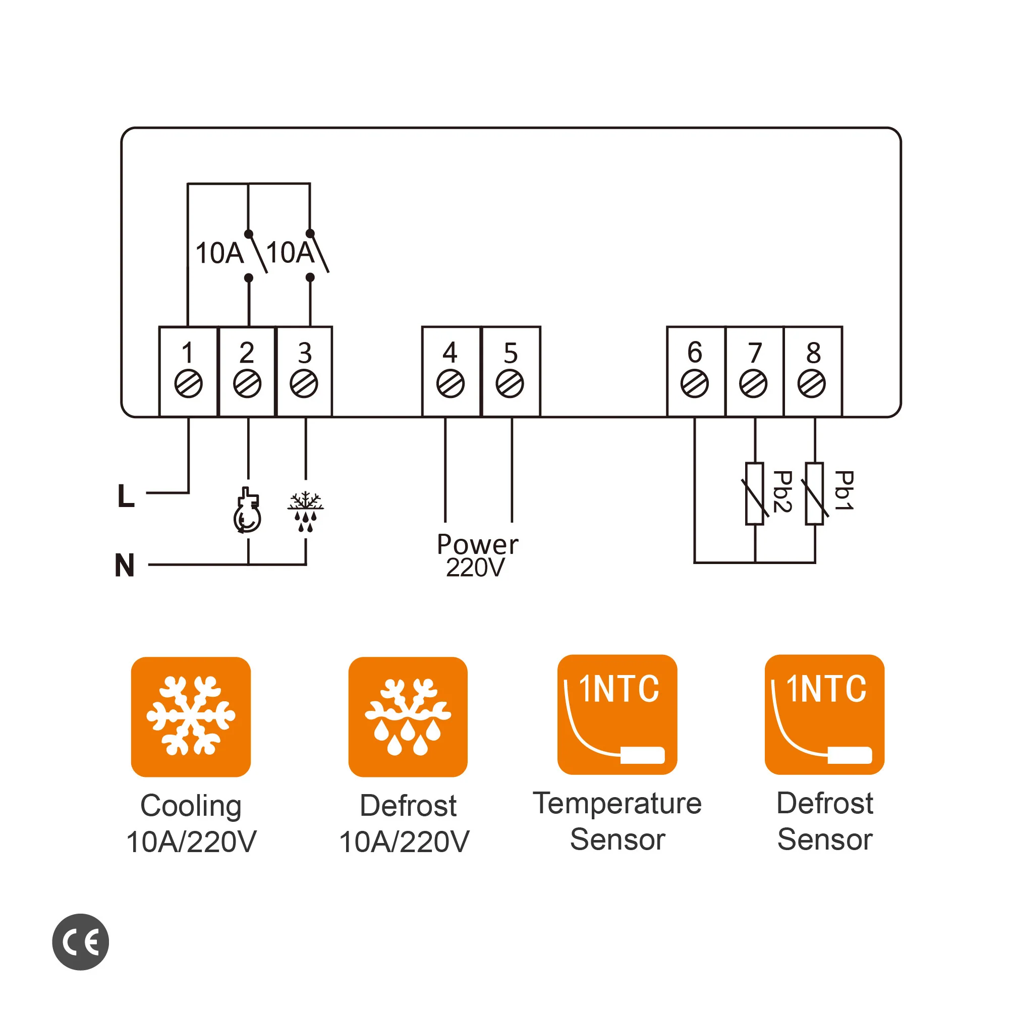 Elitech EK-3021 Two-way Output Digital Temperature Controller Refrigeration System with Defrost Mode, With Temperatue Sensor and Evaporator Defrost Sensor, Touch-Key - Image 4