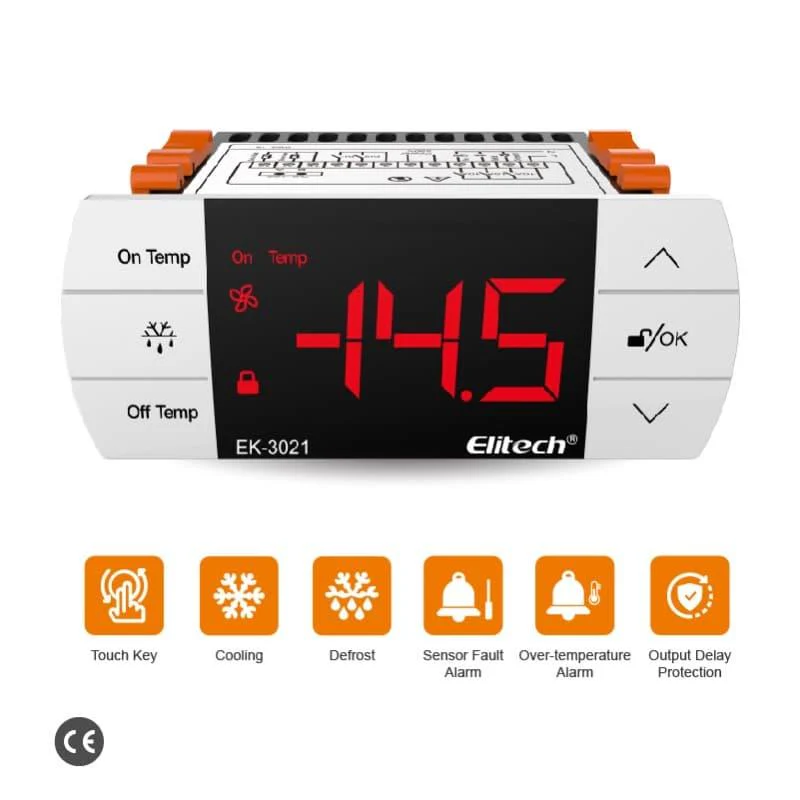 Elitech EK-3021 Two-way Output Digital Temperature Controller Refrigeration System with Defrost Mode, With Temperatue Sensor and Evaporator Defrost Sensor, Touch-Key - Image 6