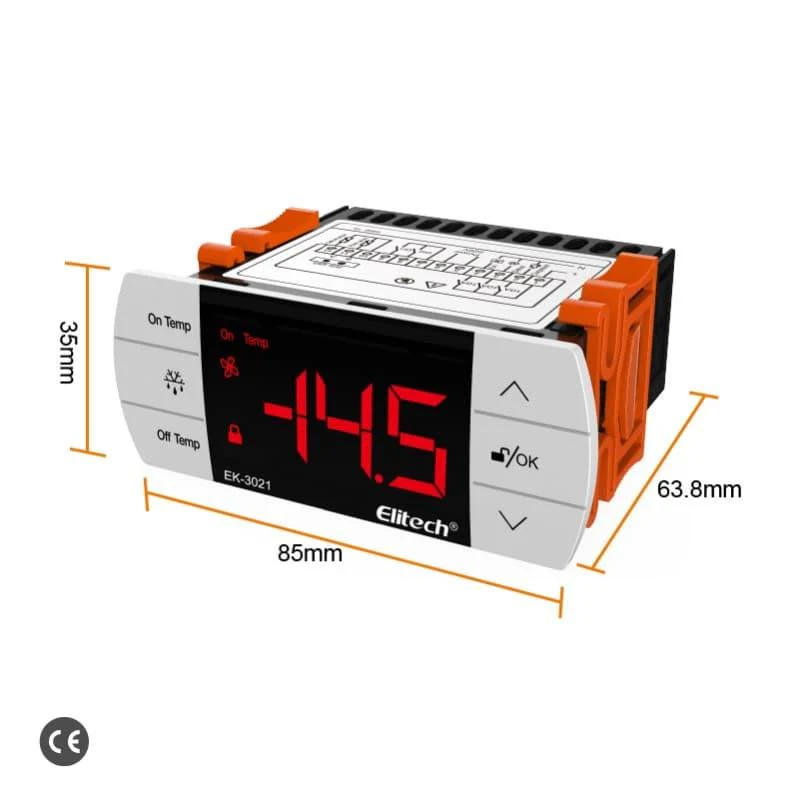 Elitech EK-3021 Two-way Output Digital Temperature Controller Refrigeration System with Defrost Mode, With Temperatue Sensor and Evaporator Defrost Sensor, Touch-Key - Image 7