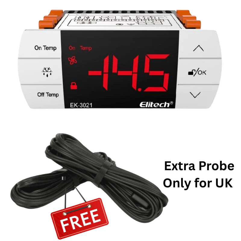 Elitech EK-3021 Two-way Output Digital Temperature Controller Refrigeration System with Defrost Mode, With Temperatue Sensor and Evaporator Defrost Sensor, Touch-Key - Image 8