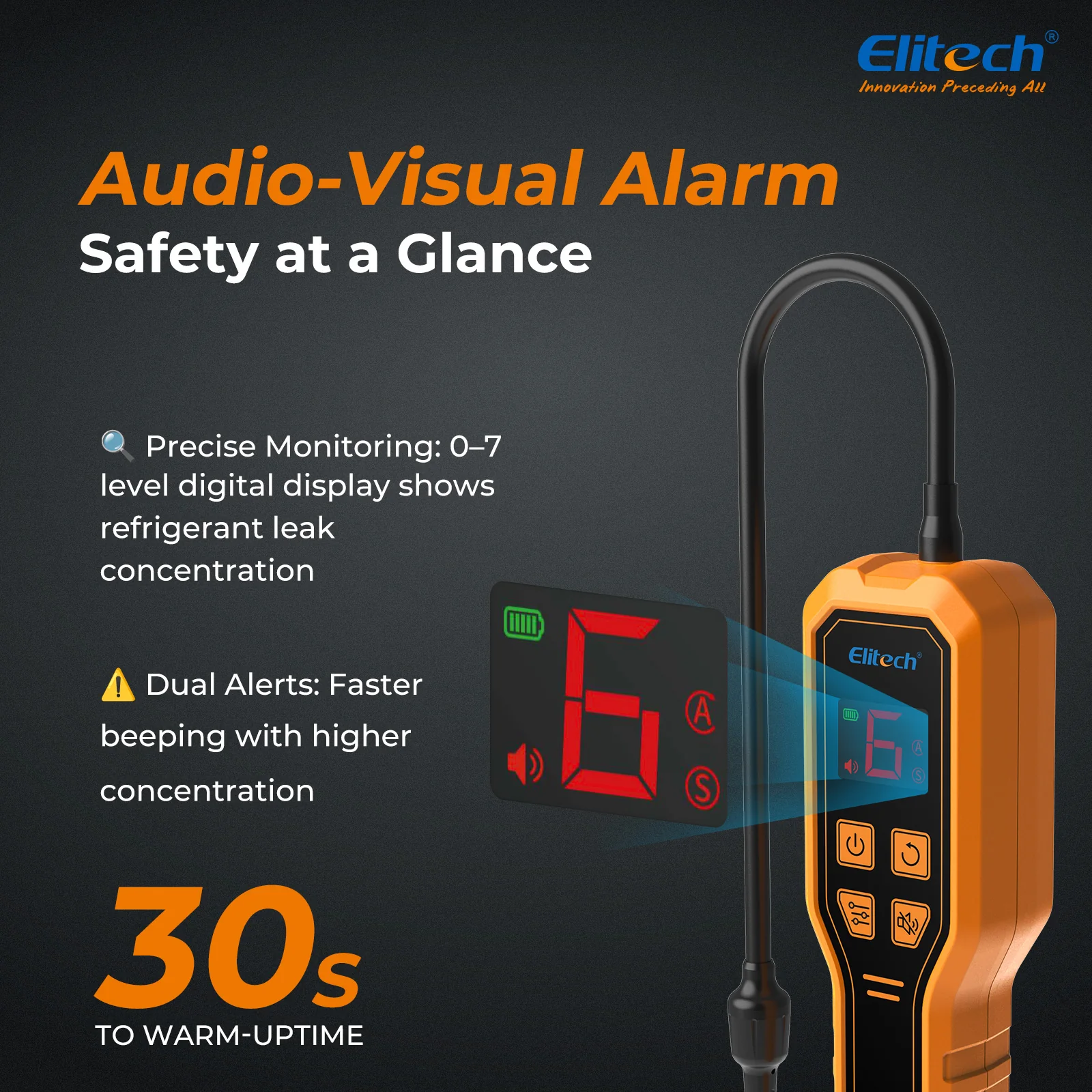 Elitech ELD-210 Heated Diode Portable Semiconductor Refrigerant Leak Detector - High Sensitivity, Dual Alarm, Ergonomic Design for Quick & Accurate Leak Detection - Image 3