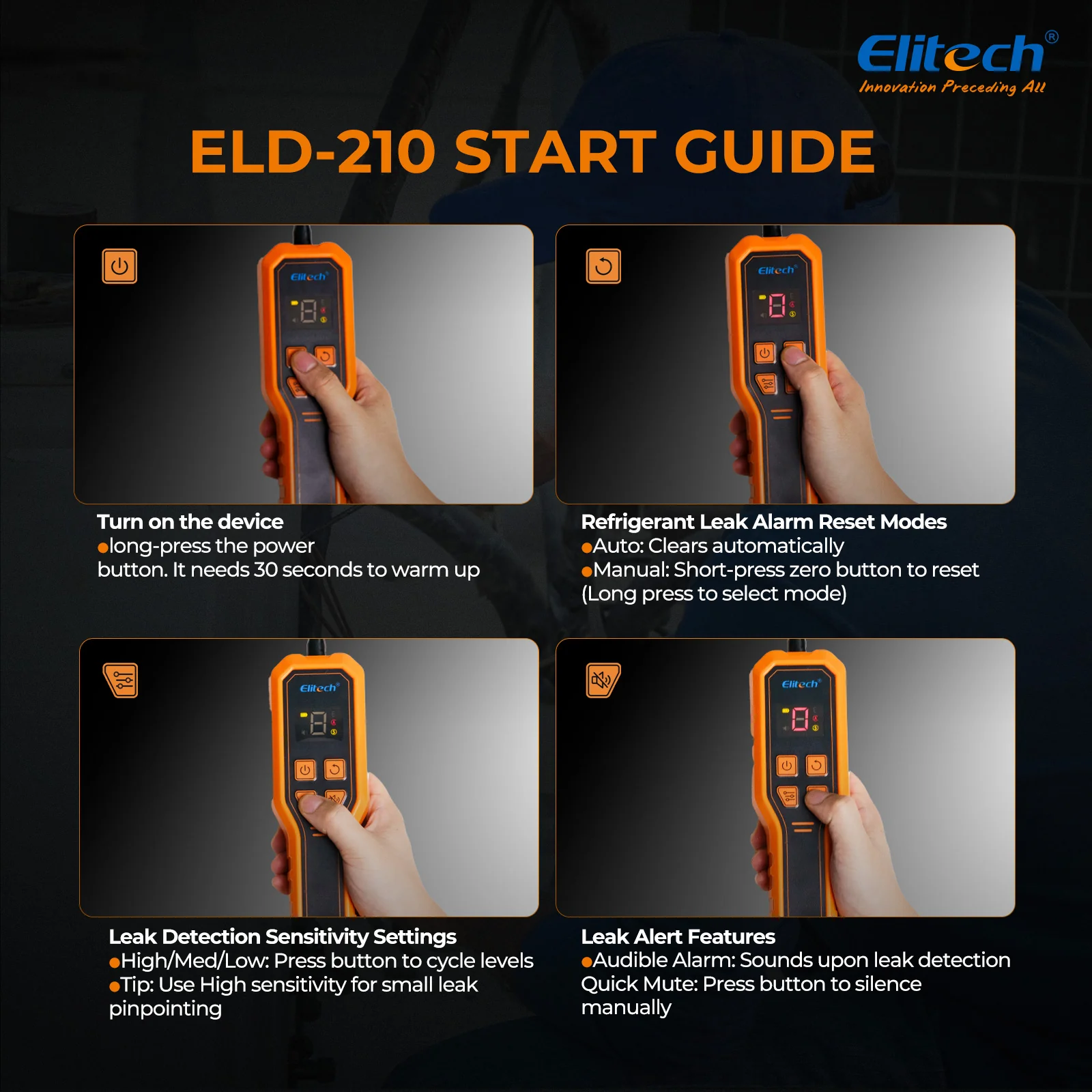 Elitech ELD-210 Heated Diode Portable Semiconductor Refrigerant Leak Detector - High Sensitivity, Dual Alarm, Ergonomic Design for Quick & Accurate Leak Detection - Image 7