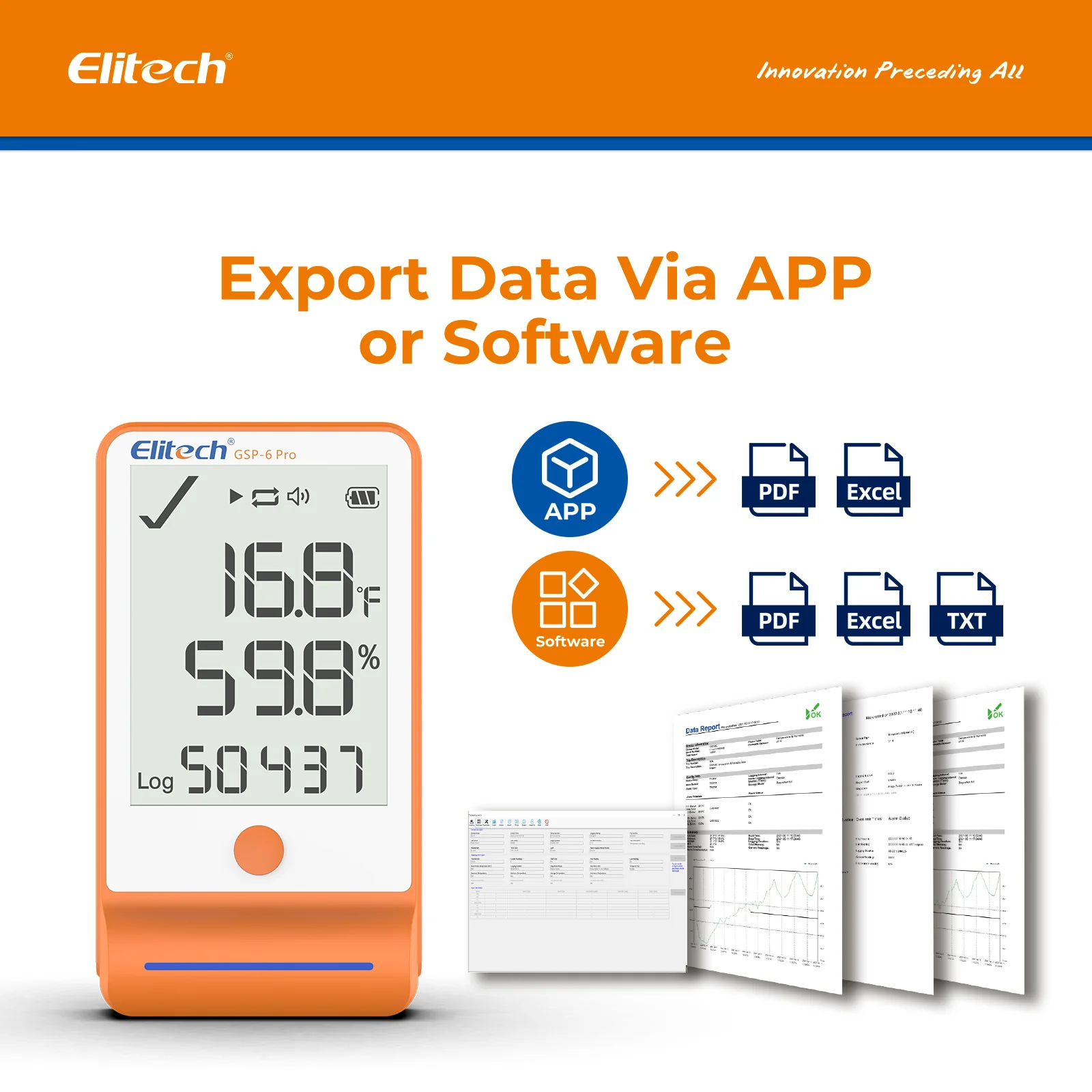 Elitech GSP-6Pro Bluetooth Temperature and Humidity Data Logger Recorder with Calibration Certificate, 100000 Points, Shadow Data - Image 4