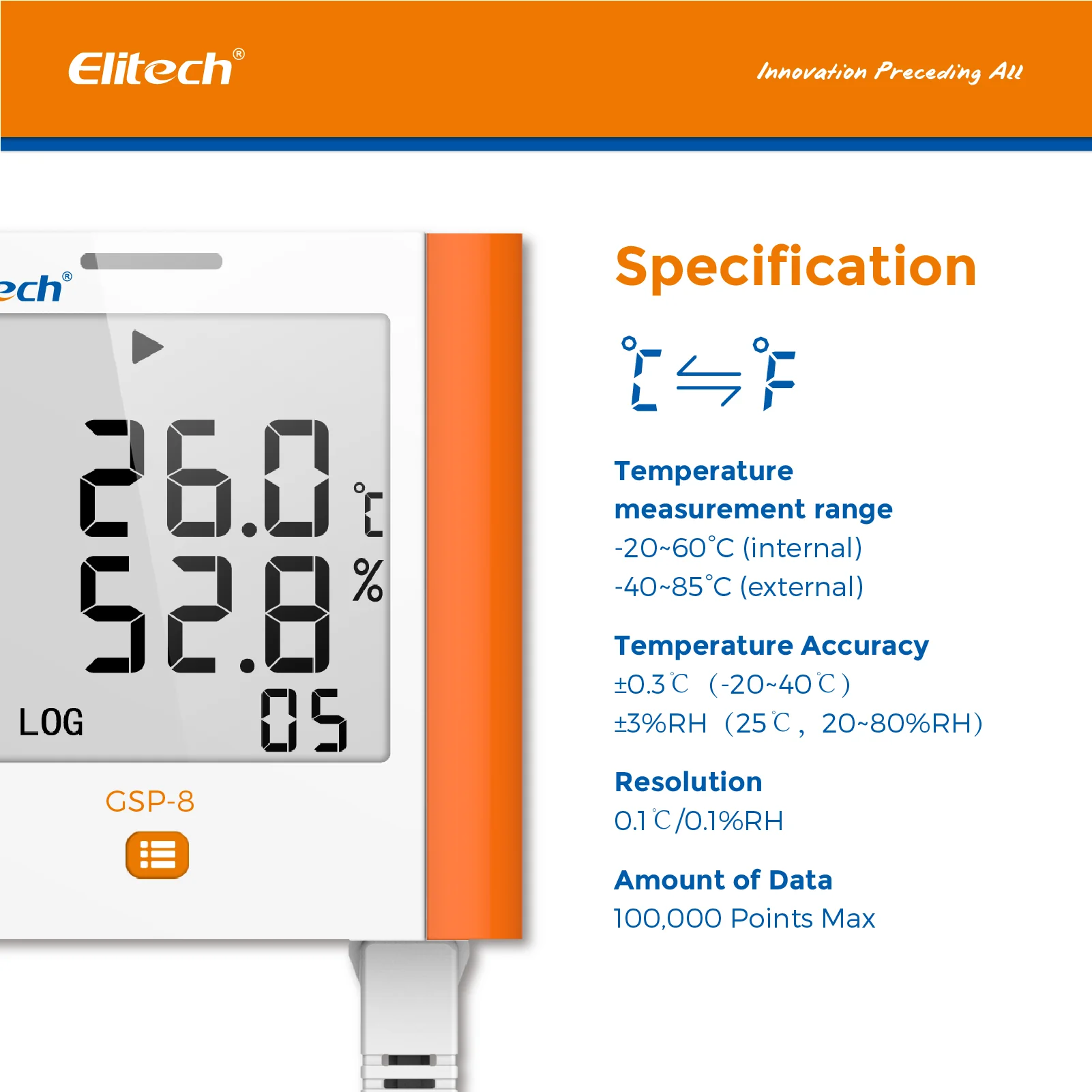 Elitech GSP-8 Wall Mounted Temperature Digital Data Logger - Image 3