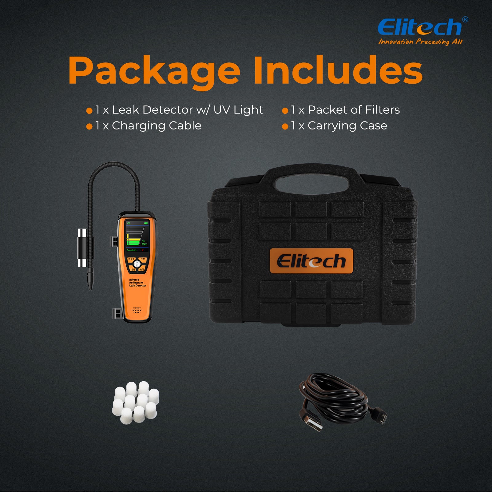 Elitech  ILD-200 MAX Infrared Refrigerant Leak Detector High-Precision HVAC/R Leak Detection, 10-Year Sensor Lifetime, 1g/a Ultra-Low Detection, 4 Sensitivity Levels, Rechargeable Battery, TFT Display & Sound Alarm - Image 7