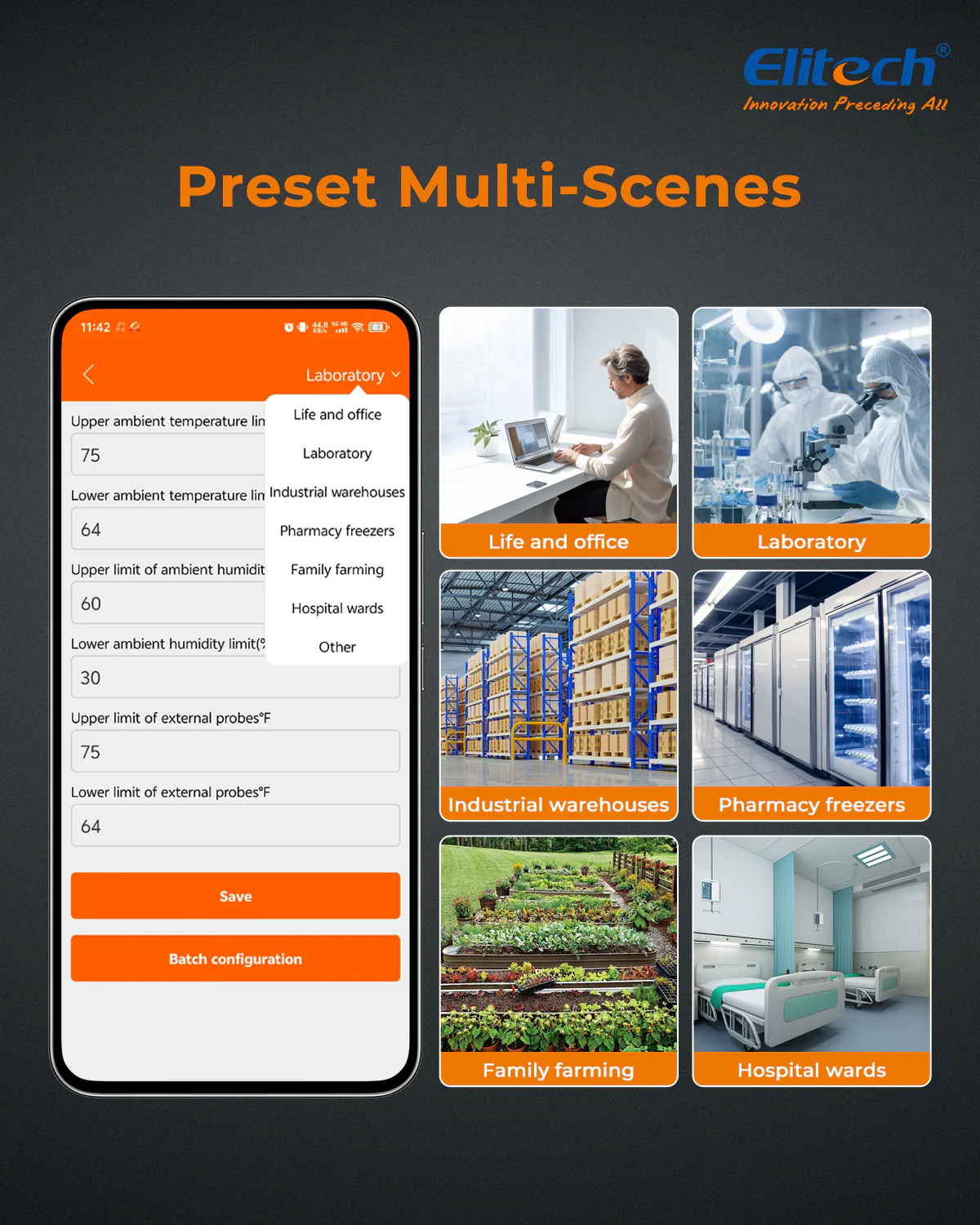 Elitech IPT-100S Digital Thermometer Hygrometer, Refrigerator Thermometer with External Temperature Probe, Free Data Storage Export, 5000 Points - Image 6
