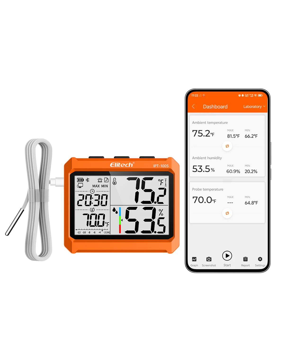 Elitech IPT-100S Digital Thermometer Hygrometer, Refrigerator Thermometer with External Temperature Probe, Free Data Storage Export, 5000 Points - Image 9