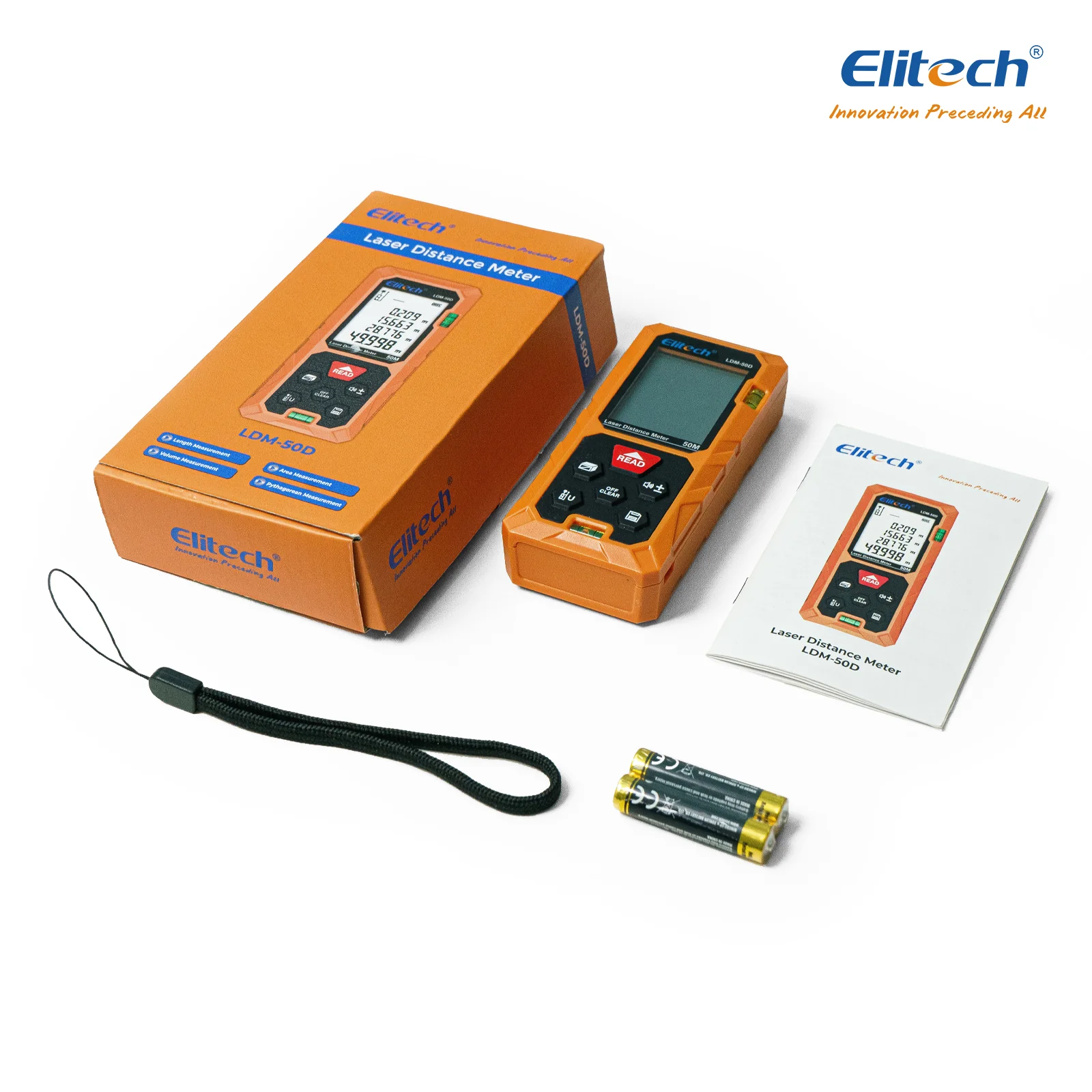 Elitech LDM-50D Laser Distance Meter 165ft, Digital Measure Tool with Area/Volume/Pythagoras Mode, Backlit LCD, 99 Data Records, ±2mm Accuracy, Ft/In/M Unit Switch, Ideal for Home DIY & Interior Design - Image 6