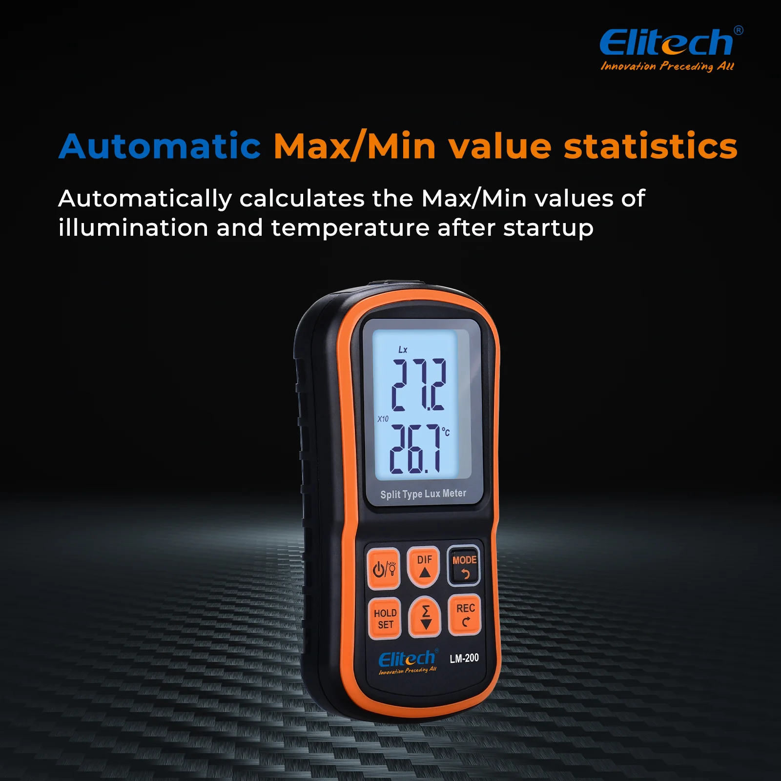 Elitech LM-200 Light Meter Digital Illuminance Meter Handheld Ambient Temperature Measurer Range up to 200,000 Lux, Ambient Temperature - Image 5
