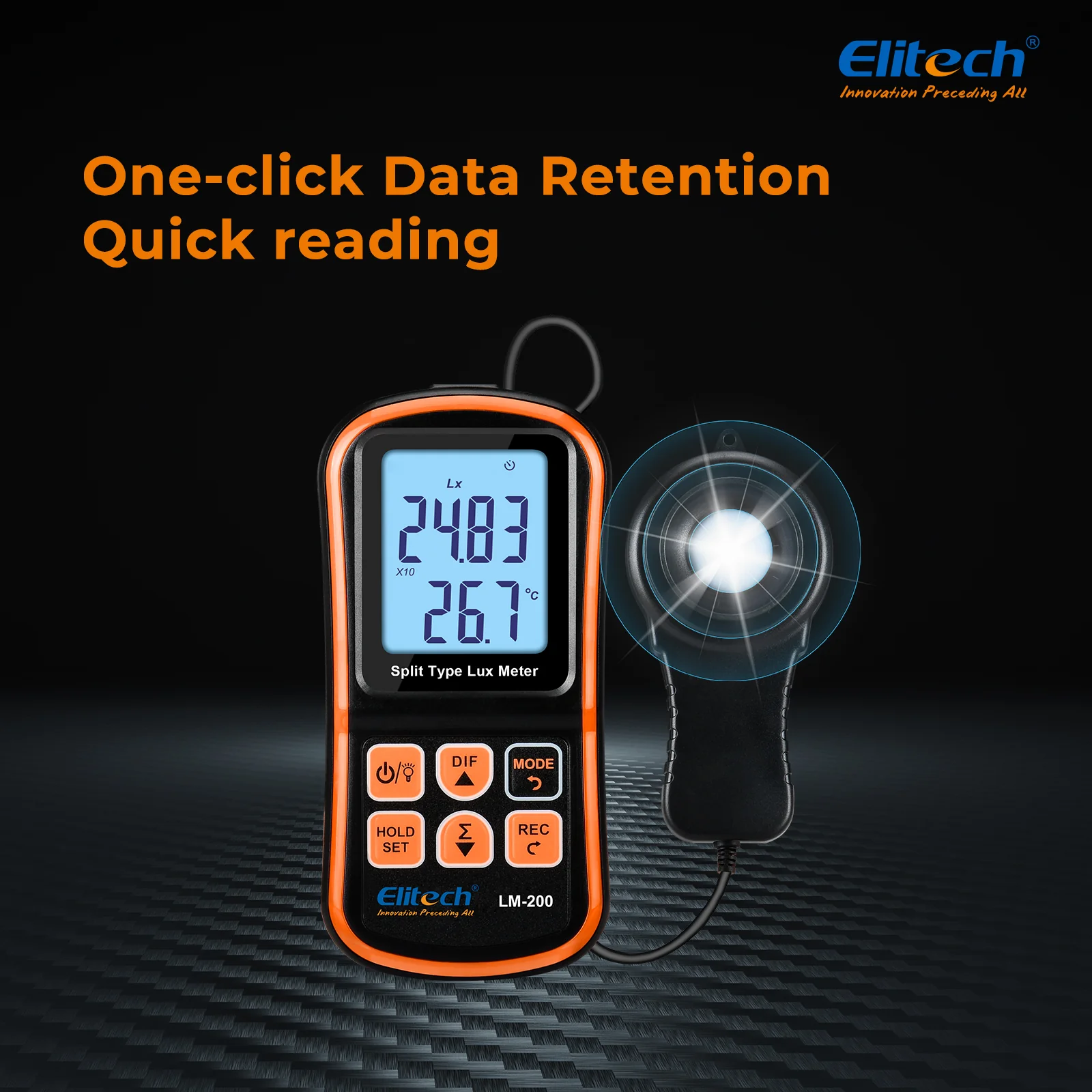 Elitech LM-200 Light Meter Digital Illuminance Meter Handheld Ambient Temperature Measurer Range up to 200,000 Lux, Ambient Temperature - Image 7