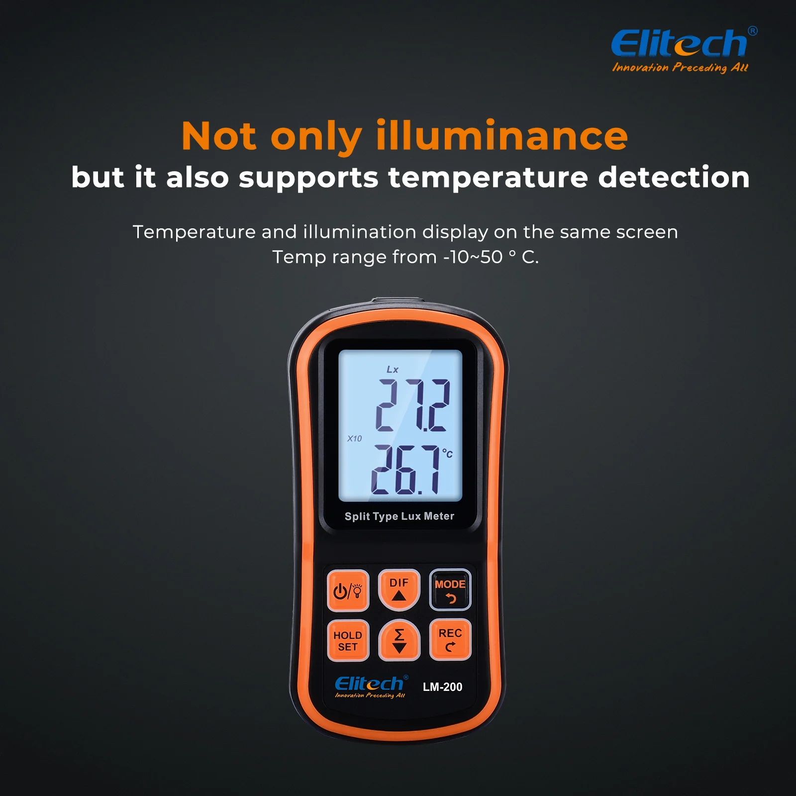 Elitech LM-200 Light Meter Digital Illuminance Meter Handheld Ambient Temperature Measurer Range up to 200,000 Lux, Ambient Temperature - Image 9