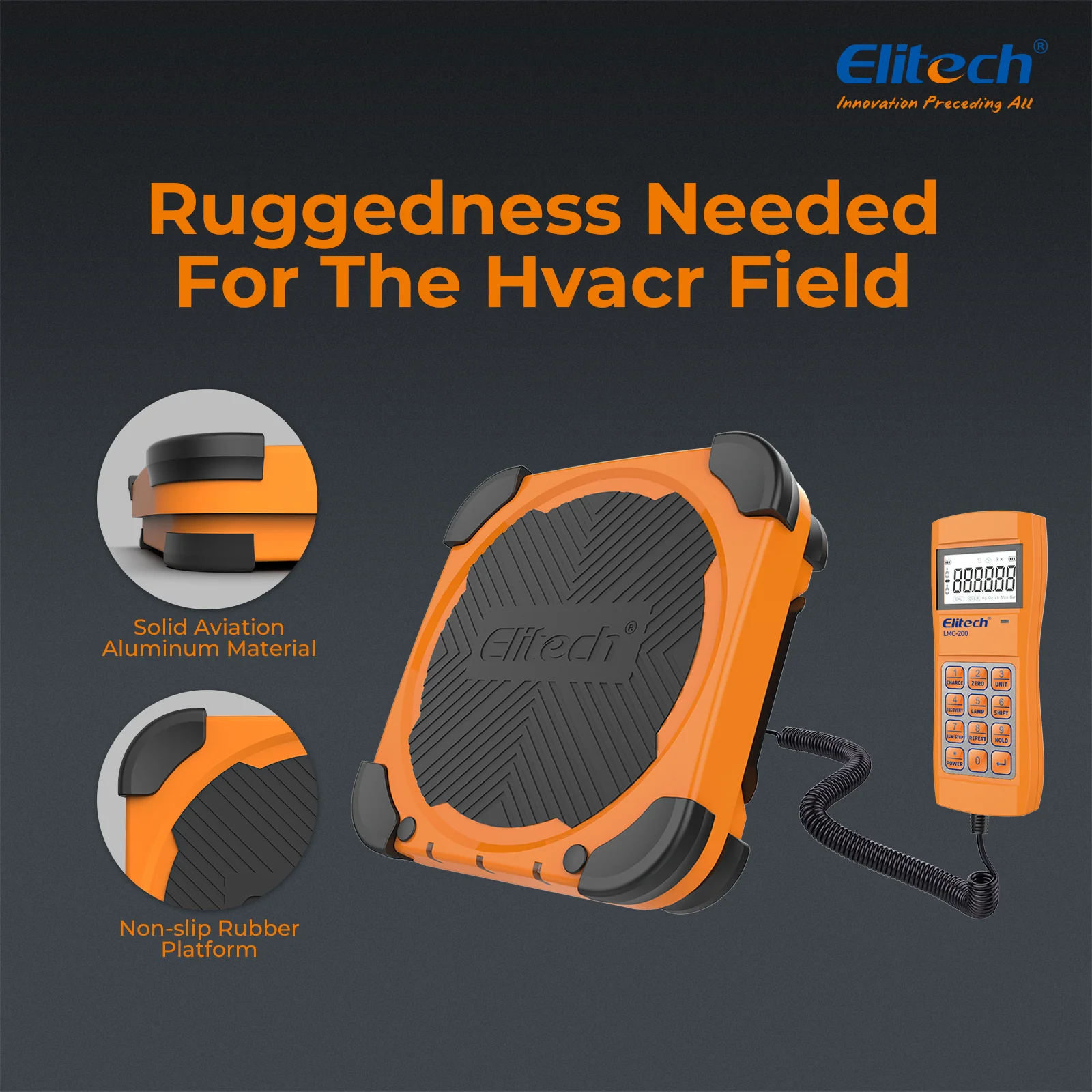 Elitech LMC-200 Refrigerant Heat Pump Scale HVAC Digital Charging Scale 220Lbs/100Kg - Image 4