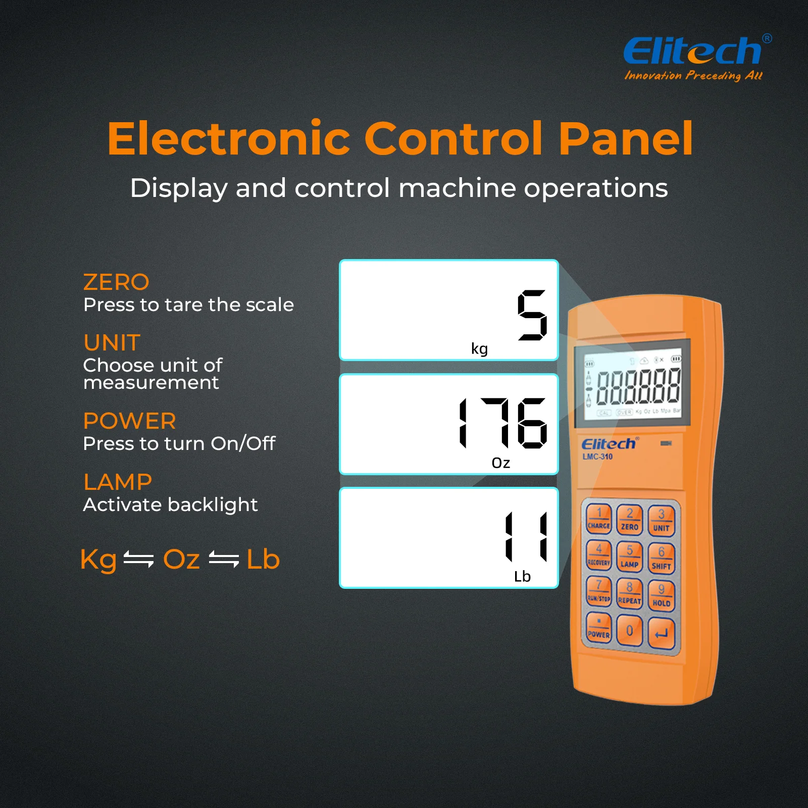 Elitech LMC-310 Wireless Refrigerant Heat Pump Scale HVAC Weight Scale with Overweight Protection 220Lbs/100Kg - Image 6