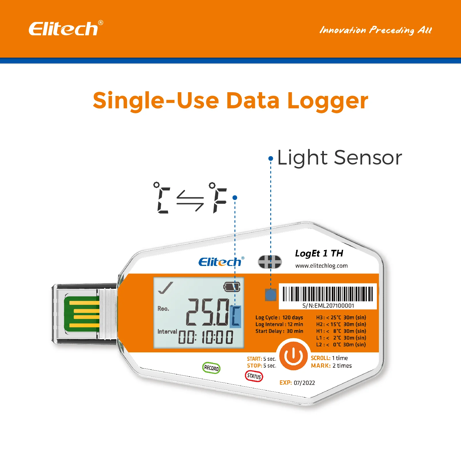Elitech LogEt-1TH Single Use Temperature and Humidity Data Logger, Vaccine and Pharmaceutical Data Logger, Disposable Temperature Recorder for Vaccine and Pharmaceutical - Image 4