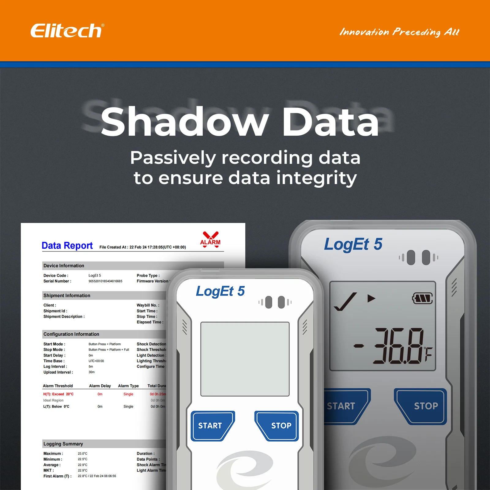 Elitech LogEt 5 T Temperature Data Logger Reusable Recorder, Shadow Data, Auto PDF/ CSV Report, 32000 Points - Image 3