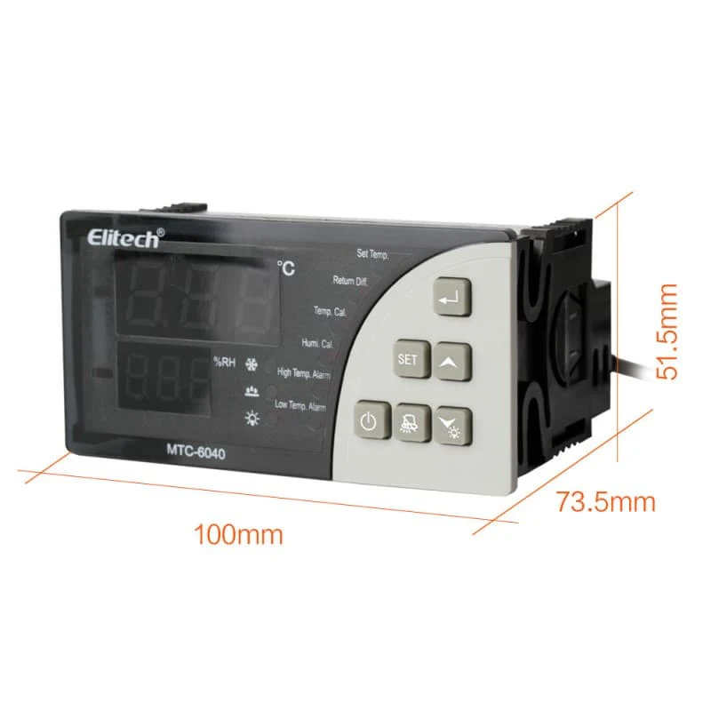 Elitech MTC-6040 Temperature and Humidity Controller with Cooling, Fan, Humidity/ Lighting/ Alarm Control Output - Image 4