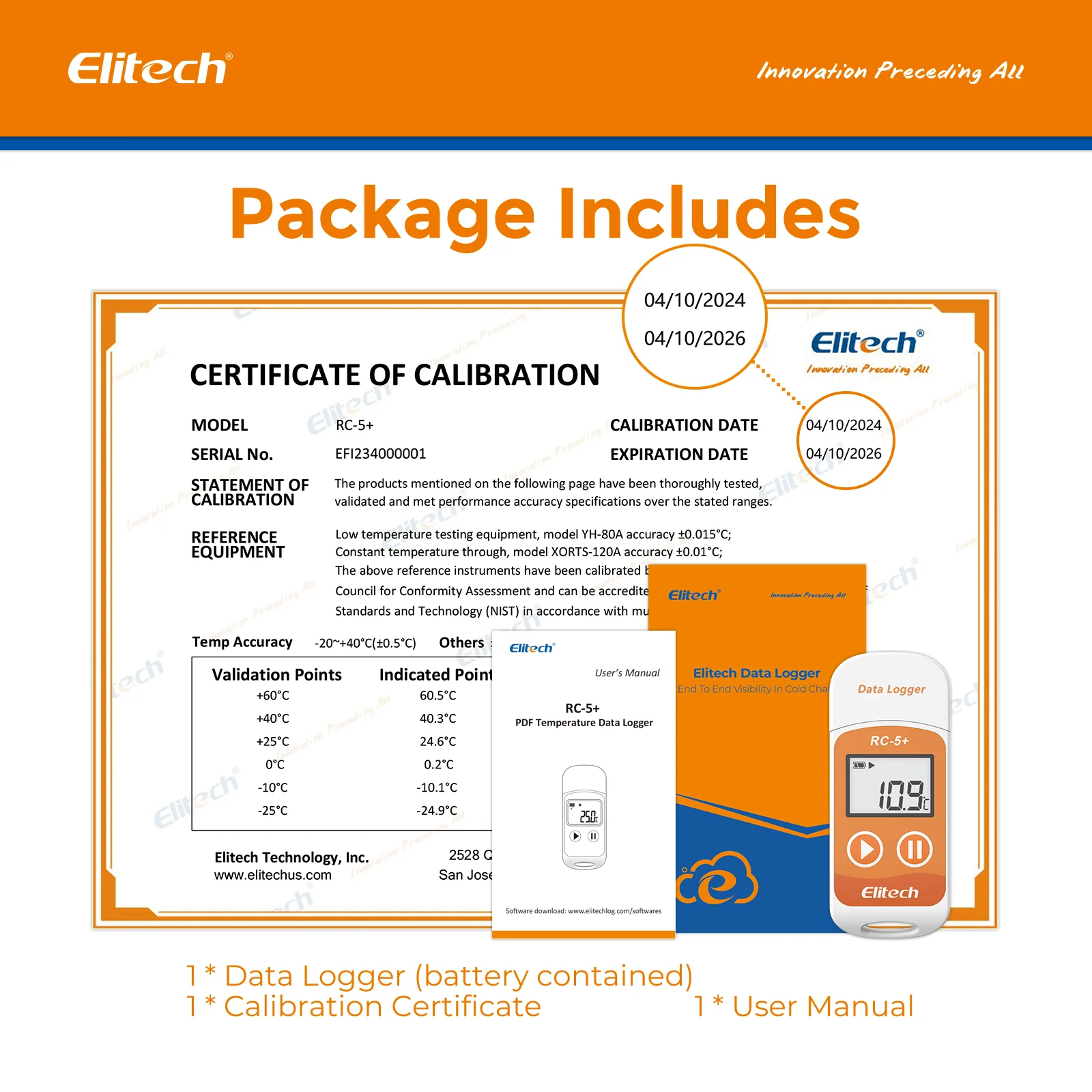 Elitech RC-5+ Temperature Data Logger, PDF USB Temperature Data Recorder, 32000 Points, with Calibration Certified - Image 10