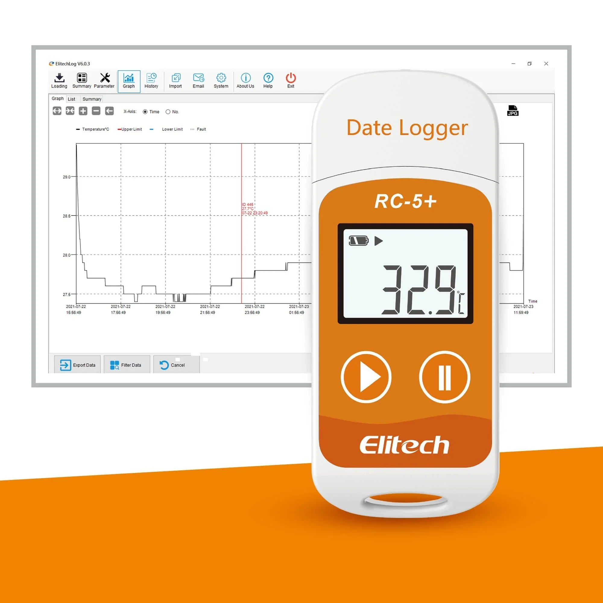 Elitech RC-5+ Temperature Data Logger, PDF USB Temperature Data Recorder, 32000 Points, with Calibration Certified - Image 6