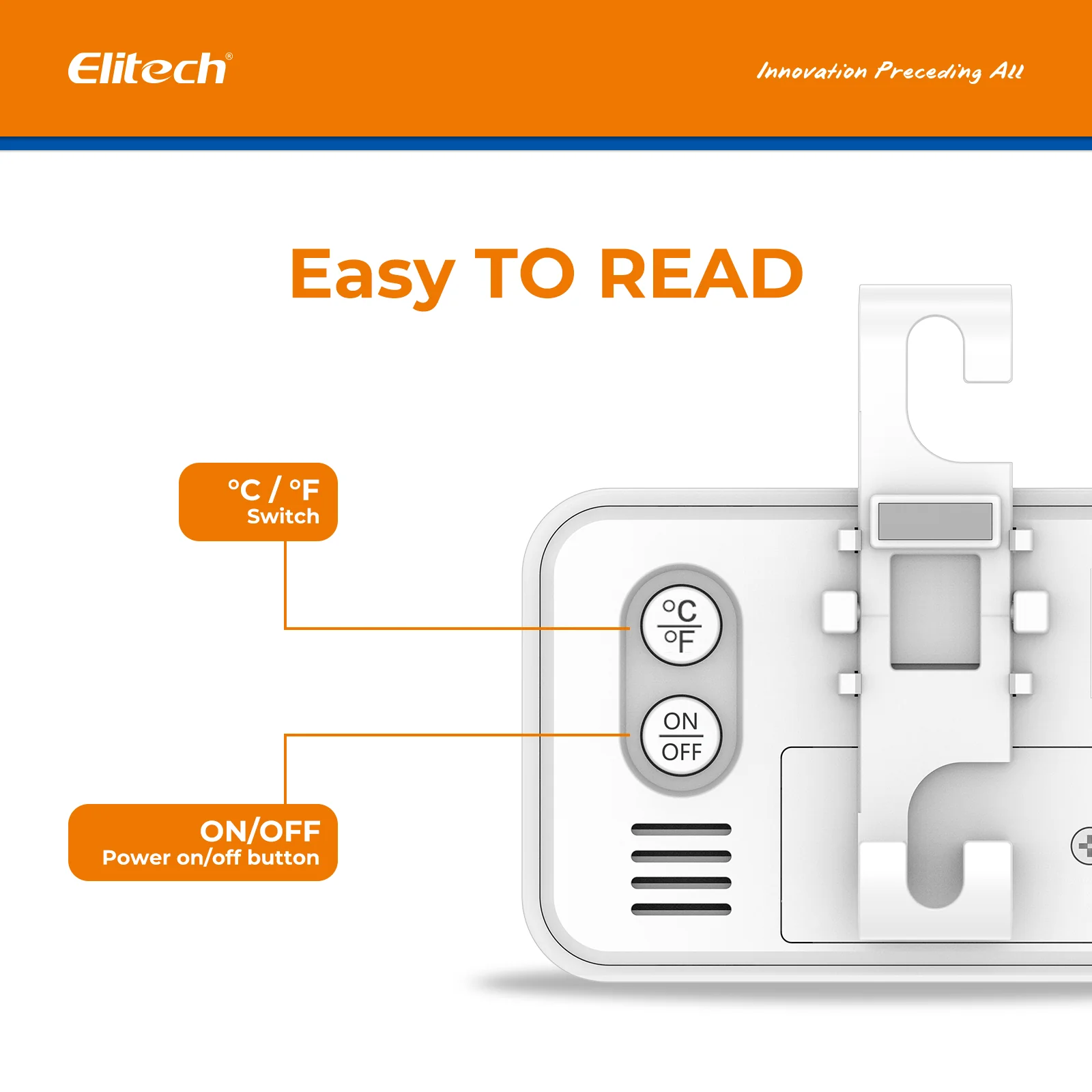 Elitech TM-2TH Fridge Thermometer Hygrometer Digital Freeze Refrigerator Thermometer Waterproof Large LCD Display - Image 3