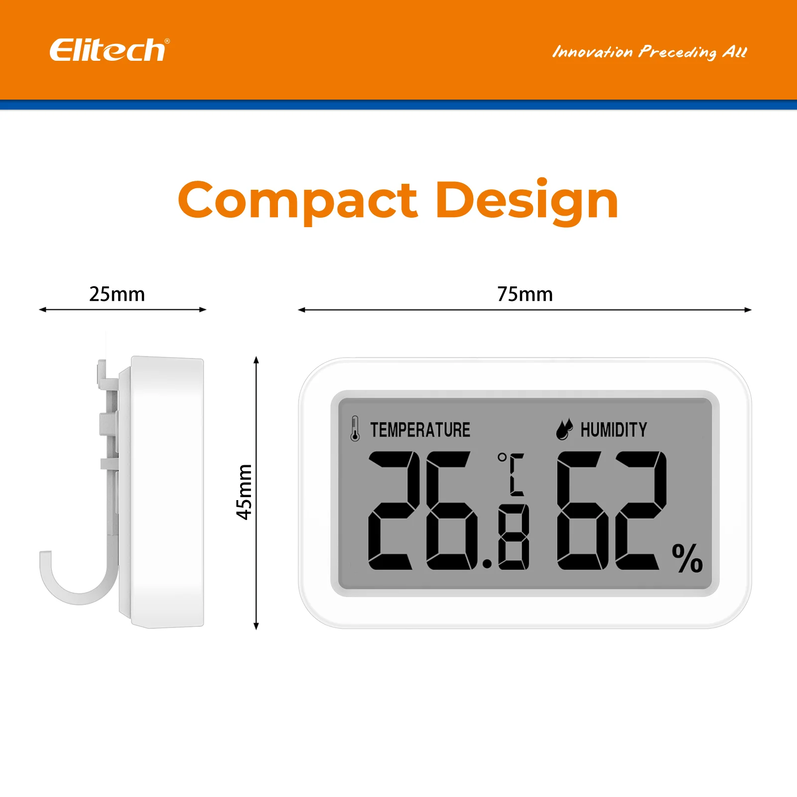 Elitech TM-2TH Fridge Thermometer Hygrometer Digital Freeze Refrigerator Thermometer Waterproof Large LCD Display - Image 4