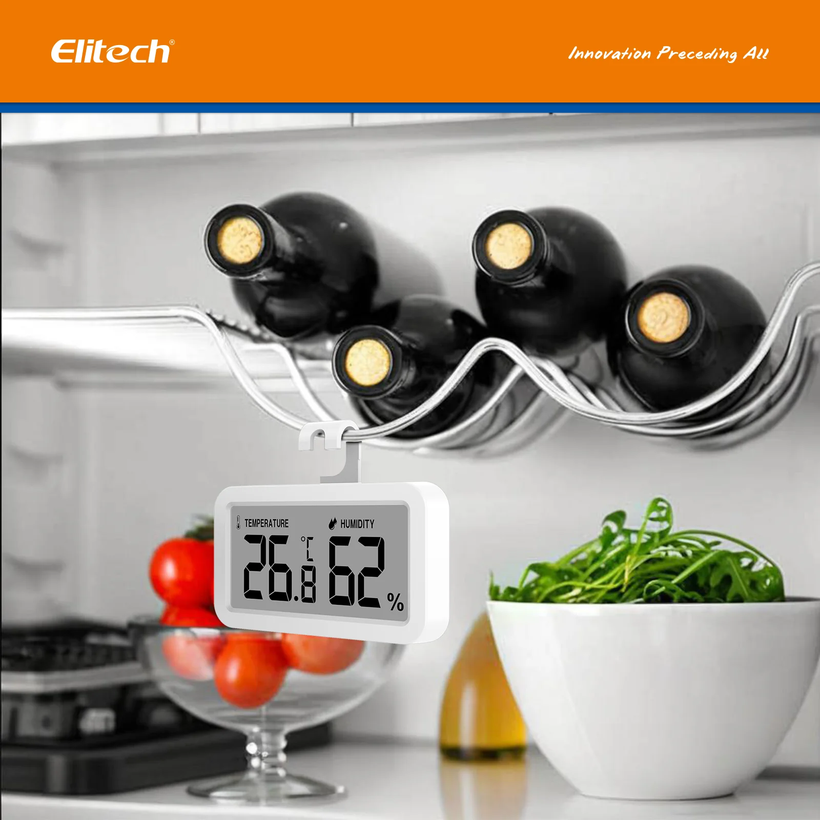 Elitech TM-2TH Fridge Thermometer Hygrometer Digital Freeze Refrigerator Thermometer Waterproof Large LCD Display - Image 7