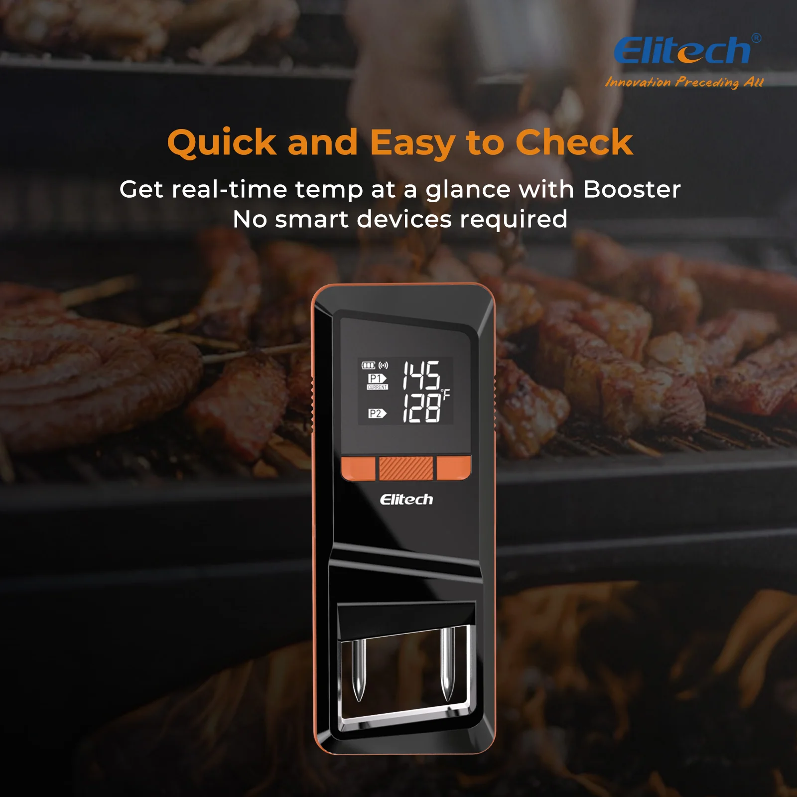 Elitech WMT-20 Wireless Smart Meat Thermometer, Dual-Probe Bluetooth Grill Thermometer with LCD Display and ToGrill App, for Oven, BBQ, Kitchen, and Outdoor Cooking - Image 4