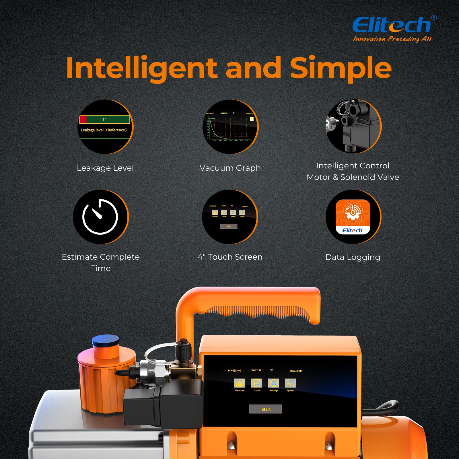 Elitech SVP-9/V900 220V Intelligent 2-Stage Vacuum Pump, 9CFM, 4L/S, APP Control, Data Logging, Smart Control, HVAC Refrigerator Heat Pump Auto Air Condition Service Tool (oil is not included) - Image 3