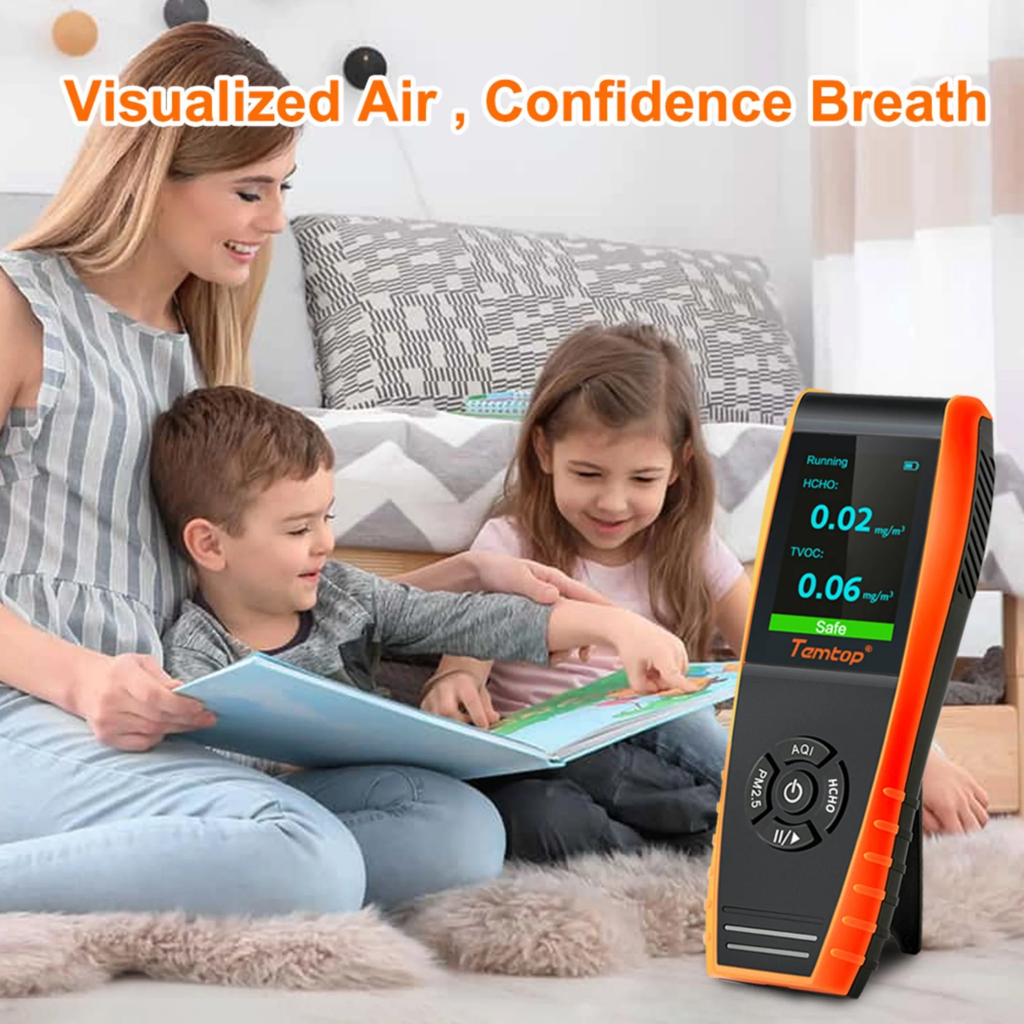 Temtop LKC-1000S+ 2nd Air Quality Monitor, Data Export PM2.5 PM10 HCHO AQI Particles VOCs Humidity and Temperature - Image 9