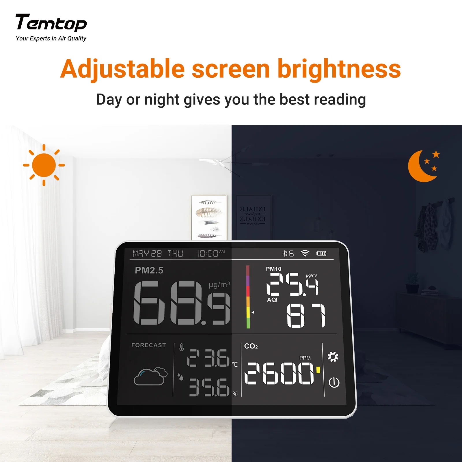 Temtop M100 Air Quality Monitor WiFi Smart Air Station PM2.5 PM10 CO2 Meter Temperature Humidity Detector for Home - Image 5