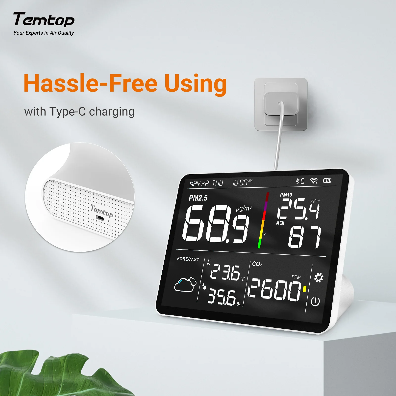 Temtop M100 Air Quality Monitor WiFi Smart Air Station PM2.5 PM10 CO2 Meter Temperature Humidity Detector for Home - Image 8