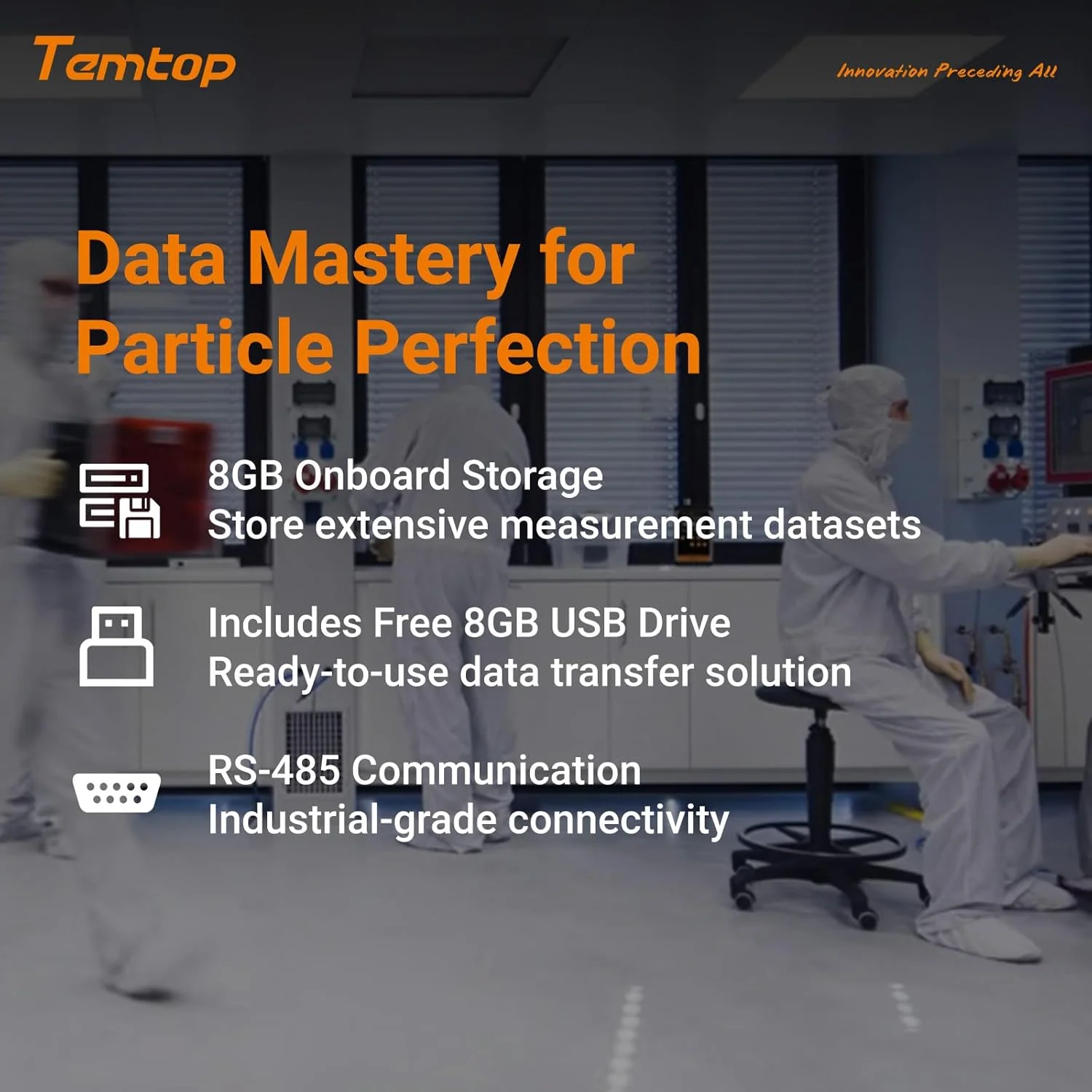 Temtop PMD 351 Professional Handheld Aerosol Dust Monitor, 5-Channel Particle Counter for PM1.0, PM2.5, PM4.0, PM10 & TSP, All-Metal Industrial Design with 2 Million Data Points & USB Export for Cleanrooms & Labs - Image 4