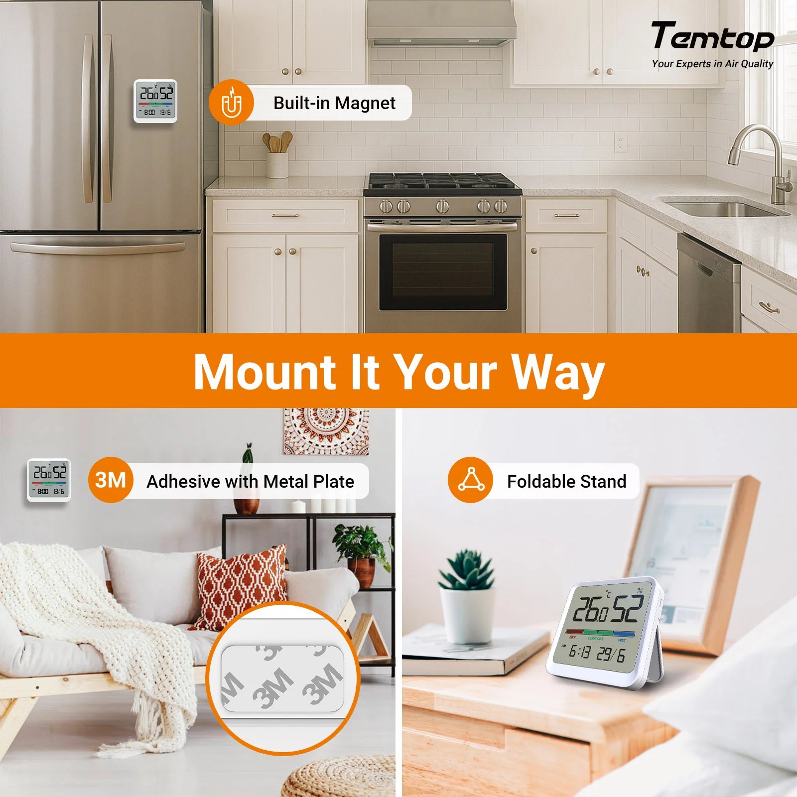 Temtop T1-SE Indoor Thermometer Hygrometer – Digital Room Temperature and Humidity Monitor with Comfort Indicator, ℃/℉ Switch, for Home, Office, Nursery - Image 6